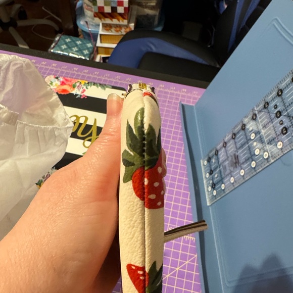 Coach Leather Strawberry Print Wristlet - Picture 4 of 6